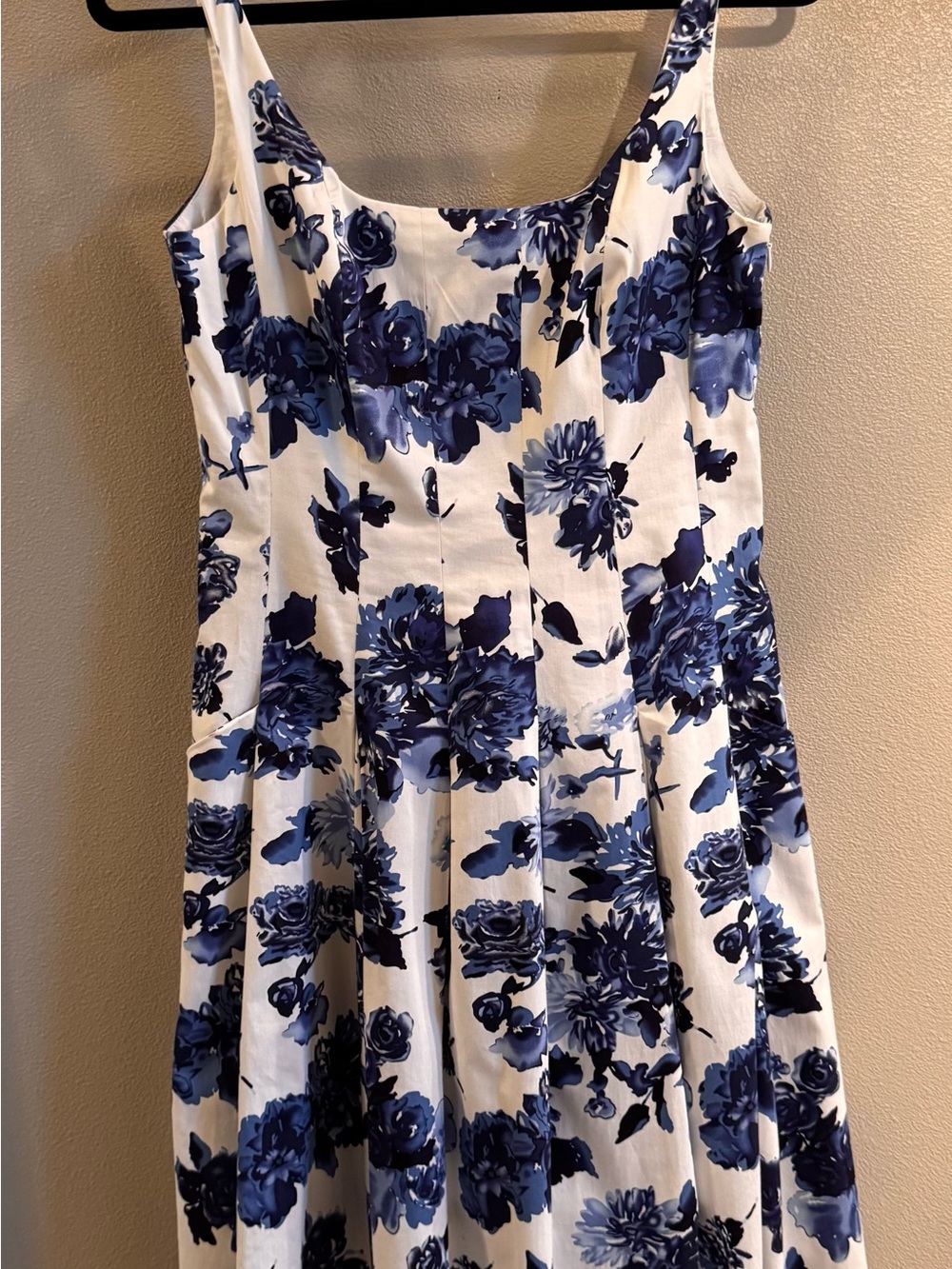 American Living White Dress with Blue Floral Print